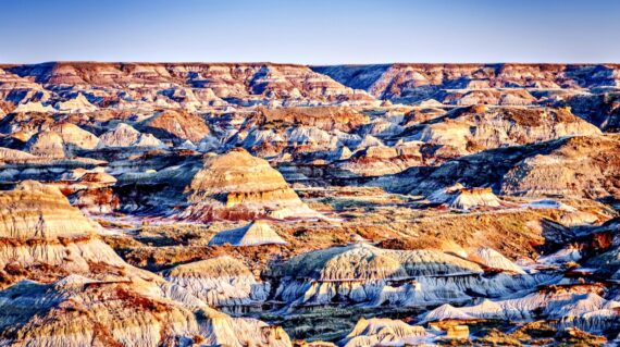 Dinosaur Provincial Park landscape noted for the beauty of its badlands landscape and as a major fossil site