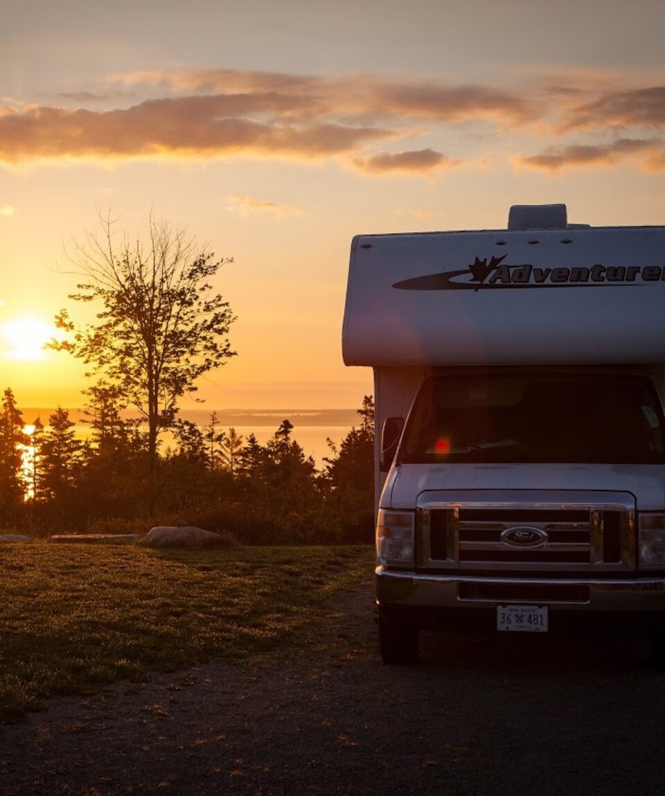 Motorhome at sunset